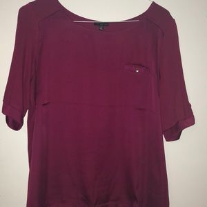 Satin and cotton short sleeve dressy blouse